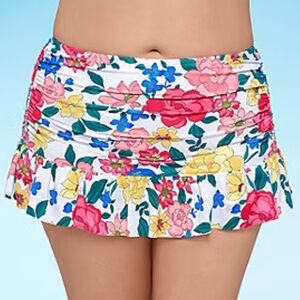 Plus Size Liz Claiborne Womens Comfort Waistband Floral Swim Skirt
